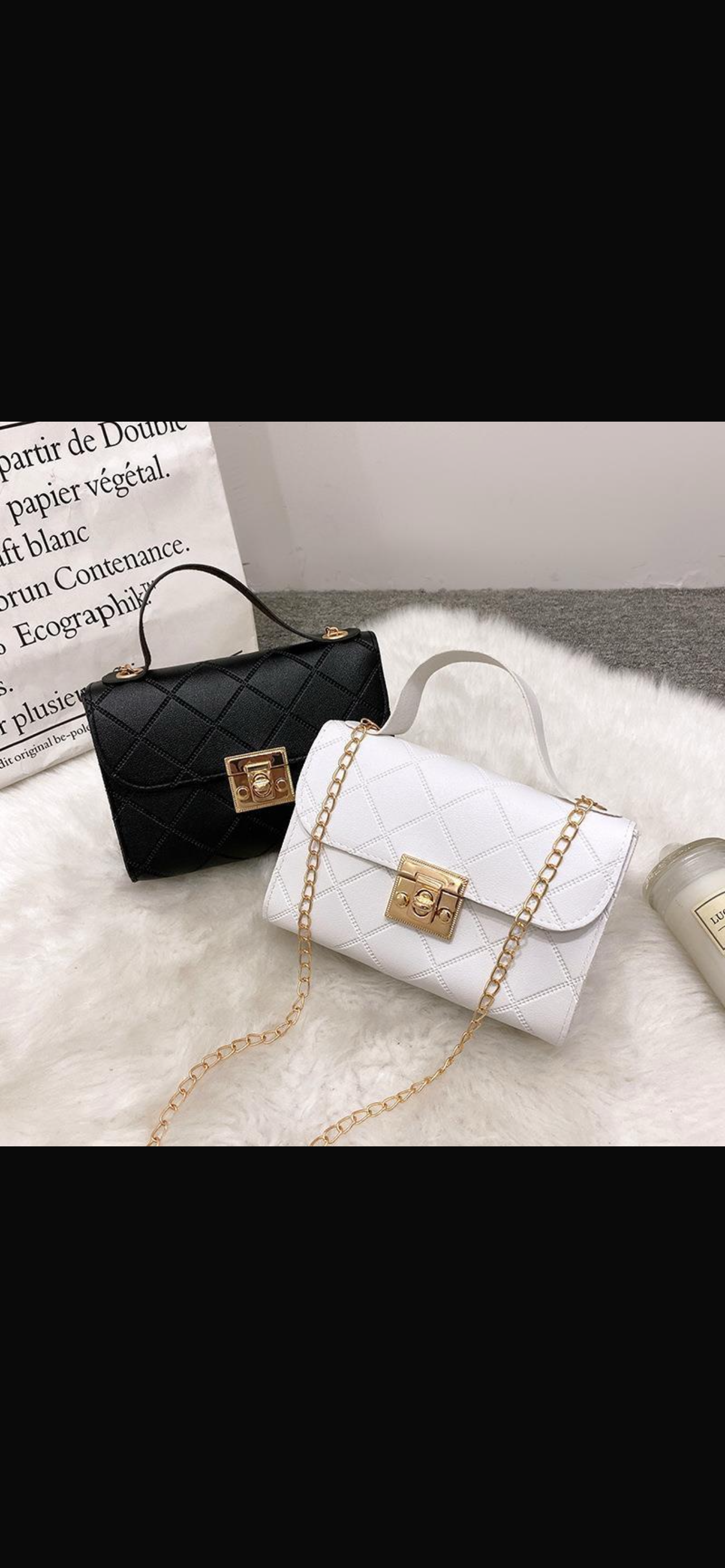 Women's Bag New Multi-Pattern Lock Chain Small Square Bag Casual Mobile Phone Bag Small Bag Export Small Bag
